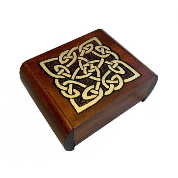 Celtic Knot Decorative Wood Box Secret Opening Jewelry Keepsake Handmade Trick Puzzle Wood Box Made in Poland
