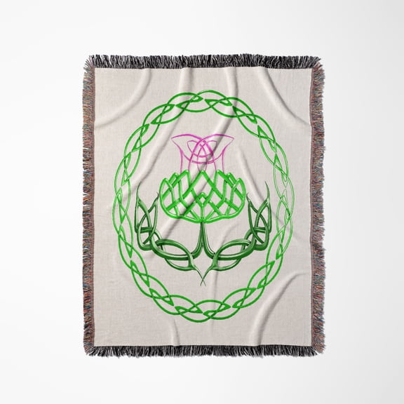 Celtic Knot Design Of Scottish Thistle, Flower Of Scotland., Woven Blanket