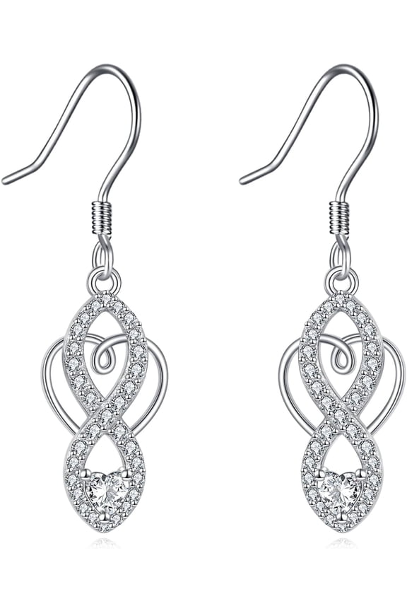 Celtic Knot Earrings 925 Sterling Silver Infinity Dangle Drop Earrings Irish Celtic Jewelry Gifts for Women