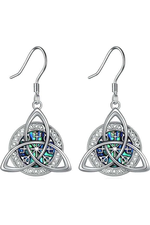 Celtic Knot Earrings Viking Jewelry for Women 925 Sterling Silver Amulet Protection Good Luck Viking Triskele Jewelry