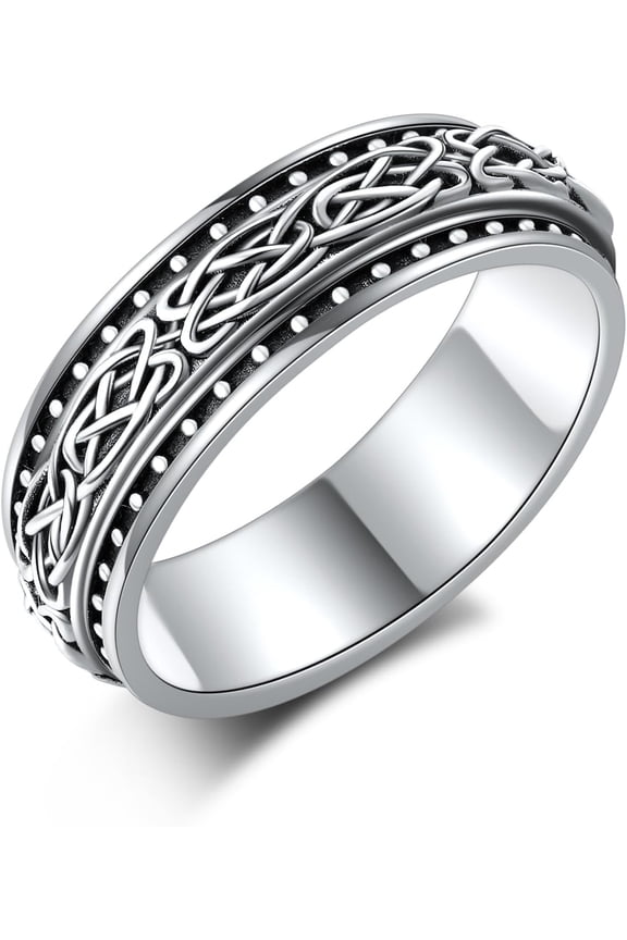 Celtic Knot Fidget Ring 925 Sterling Silver Irish Celtic Spinning Rings Anxiety Ring Fidget Jewelry Gifts for Women Men
