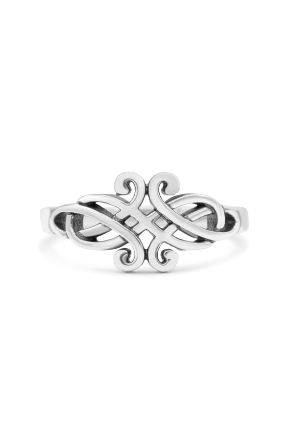 Celtic Knot Filigree Infinity Oxidized Band Solid 925 Sterling Silver Ring Size 10