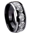 thumbnail image 1 of Celtic Knot Heart Dome Glossy Black 2 Tone Tungsten Men Ring 10MM, 1 of 2