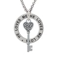 thumbnail image 1 of Celtic Knot Heart Key He Loves Me Affirmation Ring Necklace, 1 of 1