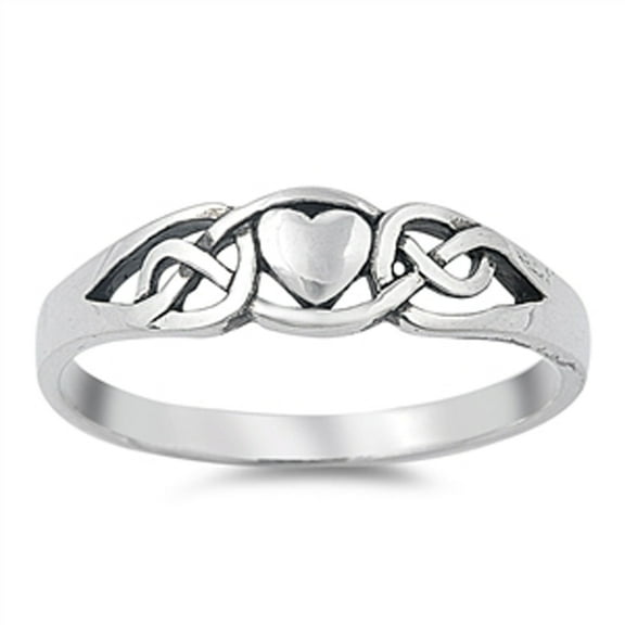 Celtic Knot Heart Petite Eternity Promise Ring Sterling Silver Band 925 Jewelry Female Male Size 4