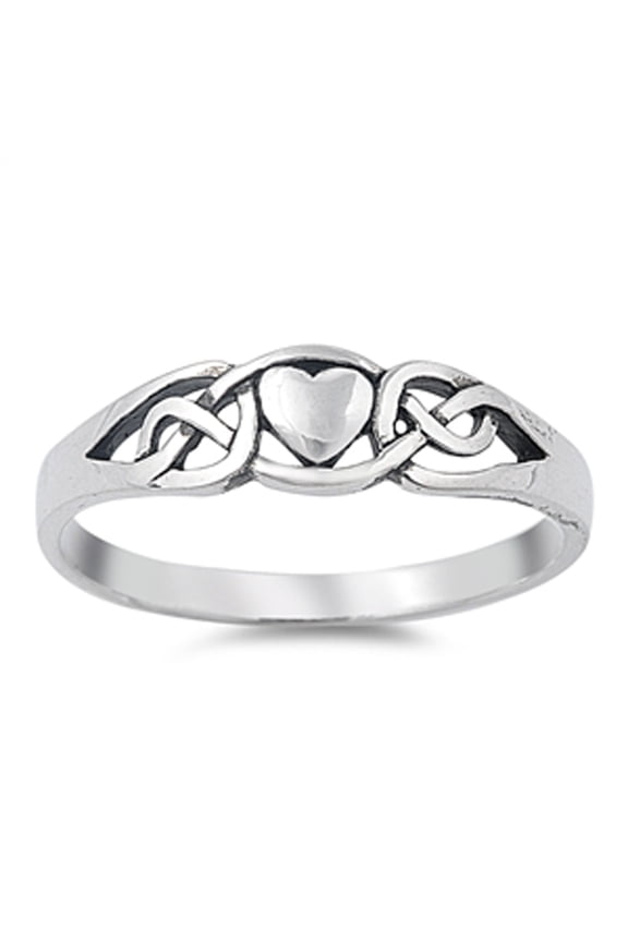 Celtic Knot Heart Petite Eternity Promise Ring Sterling Silver Band 925 Jewelry Female Male Size 5