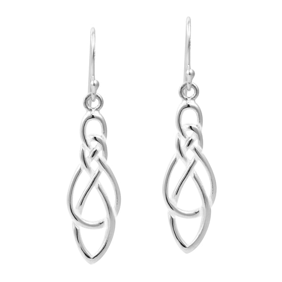 Celtic Knot Infinity Loop Drop .925 Sterling Silver Dangle Earrings