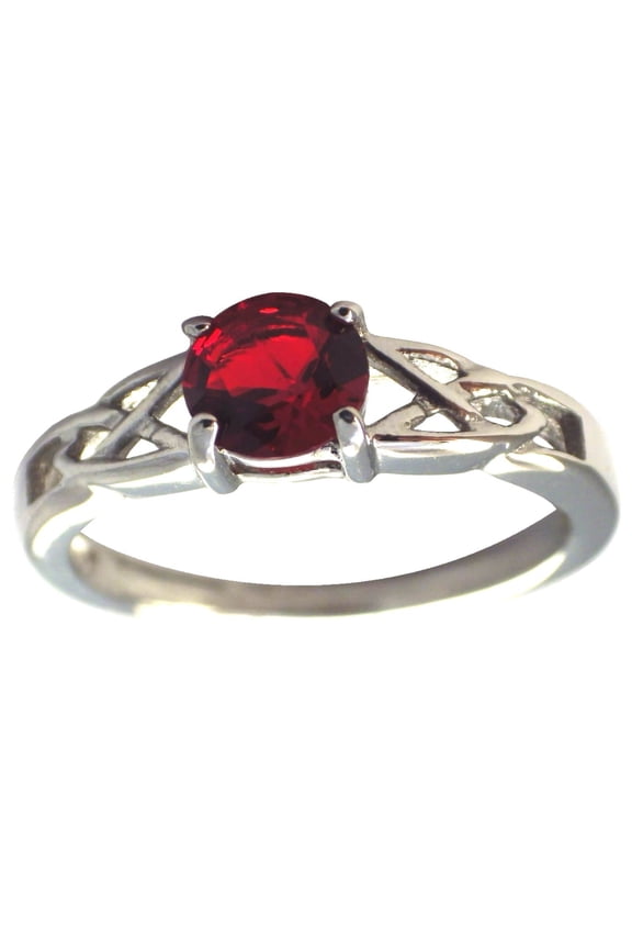 Celtic Knot July Birthstone Ring Ruby Red CZ Stone
