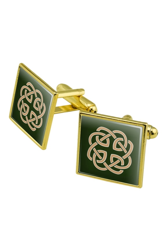 Celtic Knot Love Eternity Square Cufflink Set - Silver or Gold