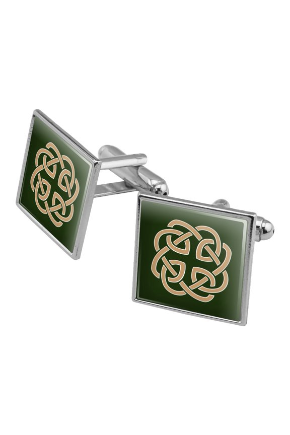 Celtic Knot Love Eternity Square Cufflink Set - Silver or Gold