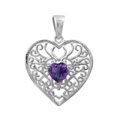 thumbnail image 1 of Celtic Knot Love Heart 925 Sterling Silver 5 MM Purple Amethyst Mother's Day Gift Pendant, 1 of 2