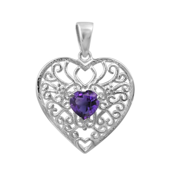Celtic Knot Love Heart 925 Sterling Silver 5 MM Purple Amethyst Mother's Day Gift Pendant