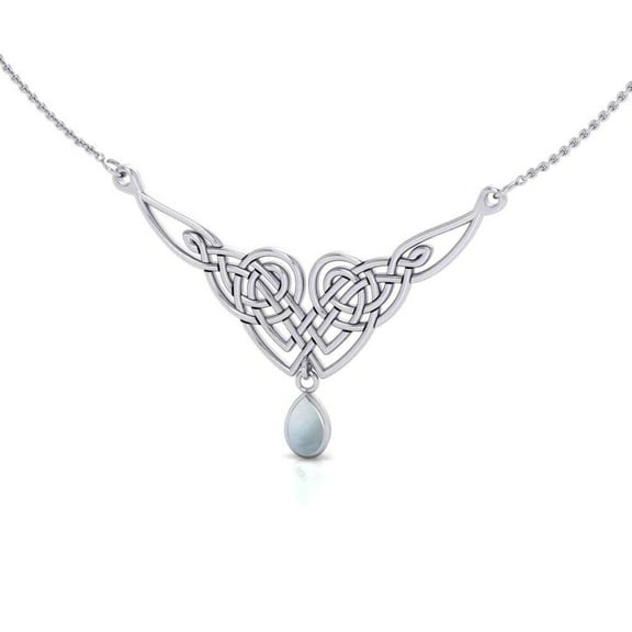 Celtic Knot Necklace 925 Sterling Silver Gemstone Interwoven Beautiful Jewelry