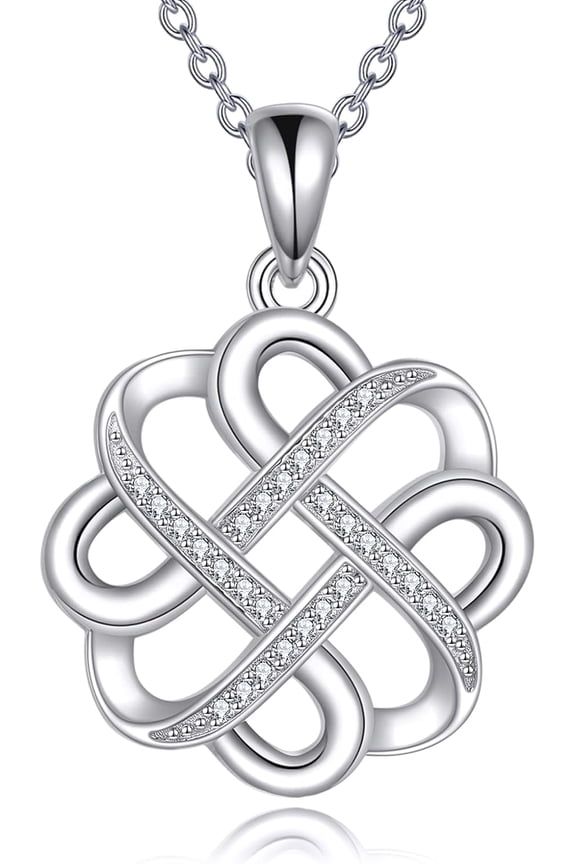 Celtic Knot Necklace 925 Sterling Silver Round Celtic Pendant Luck Irish Jewelry Gifts for Women