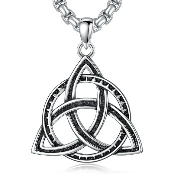 Celtic Knot Necklace 925 Sterling Silver Triquetra Pendant Necklace Norse Viking Jewelry Gift for Men Women