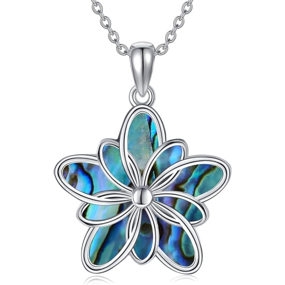 Celtic Knot Necklace for Woman 925 Sterling Silver Abalone Shell Flower Necklace Irish Jewelry for Women