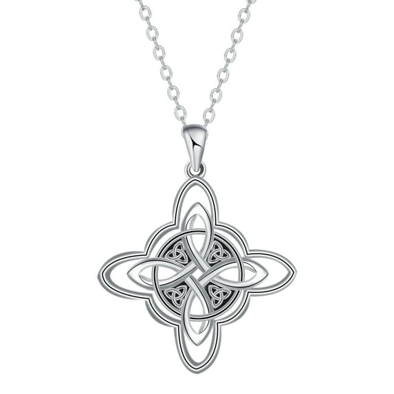 Celtic Knot Necklace for Women 925 Sterling Silver Cross Knot Pendant Birthstones Jewelry Birthday Gift for Her Wife Girlfriend Mom Daughter