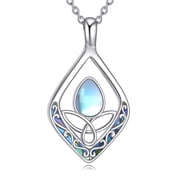 Celtic Knot Necklace with Moonstone for Women Sterling Silver Filigree Pendant Necklace Irish Jewelry Gifts for Mum Wife