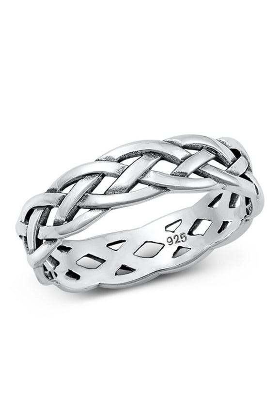 Celtic Knot Open Eternity Stackable Ring 925 Sterling Silver Band Jewelry Female Male Unisex Size 8