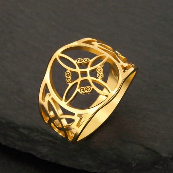 Celtic Knot Openwork Geometric Band Ring For Men Women 14K Gold Filled ...