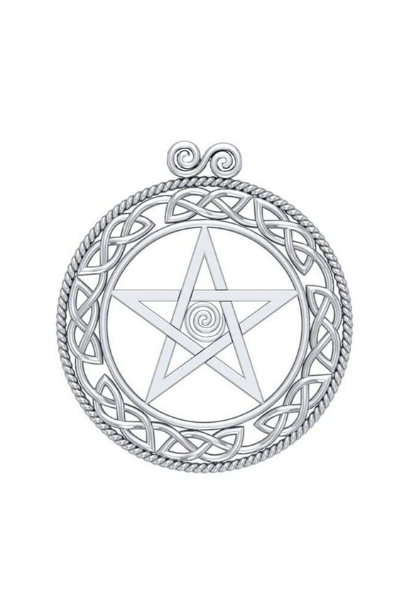 Celtic Knot Pentacle 925 Sterling Silver Pendant Fine Pagan Wiccan Jewelry
