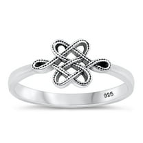 Celtic Knot Ring .925 Oxidized Love Sterling Silver Band Jewelry Female Male Unisex Size 4