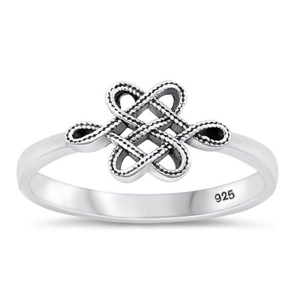Celtic Knot Ring .925 Oxidized Love Sterling Silver Band Jewelry Female Male Unisex Size 4