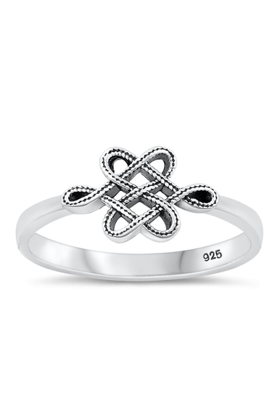 Celtic Knot Ring .925 Oxidized Love Sterling Silver Band Jewelry Female Male Unisex Size 8