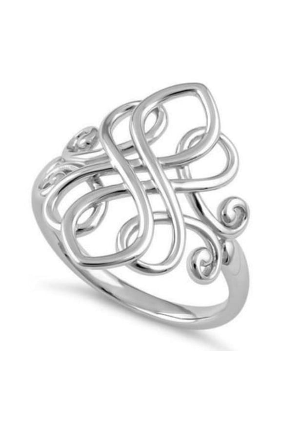 Celtic Knot Ring Solid 925 Sterling Silver Stacking Women Minimalist Band