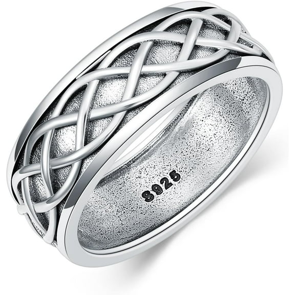 Celtic Knot Ring Sterling Silver 8mm Celtic Wedding Band Ring for Men Women