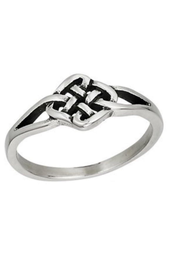 Celtic Knot Ring Womens Silver Stainless Steel Norse Viking Band