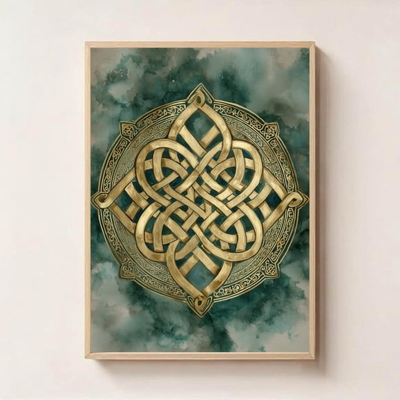 Celtic Knot Sacred Geometry Wall Art – Ancient Irish Symbol Print, Spiritual Protection Artwork, Boho Meditation Decor, Spiritual Wall Art, Unframed Poster Size 8x12