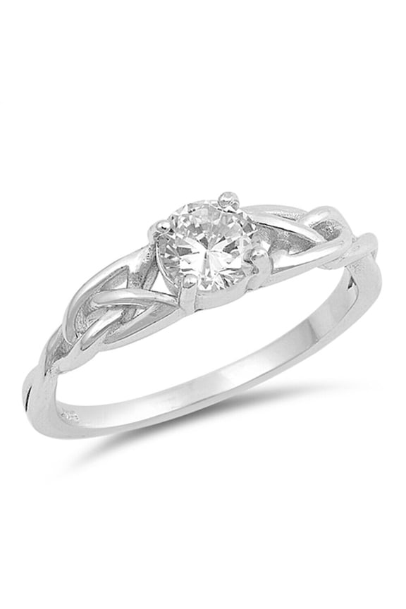 Celtic Knot Solitaire Engagement Diamond Ring 1.5 Ct Simulated Diamond 14K White Gold Over