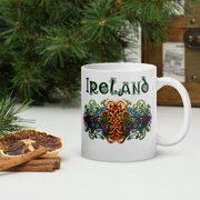 Celtic Knot., St Patricks Day, Irish Gifts, Traditional Irish Designs, Celtic Ireland, White glossy mug 11 oz