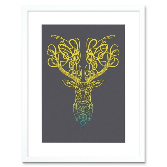 Celtic Knot Stag Head Deer Ornate Decorative Scottish Framed Art Print