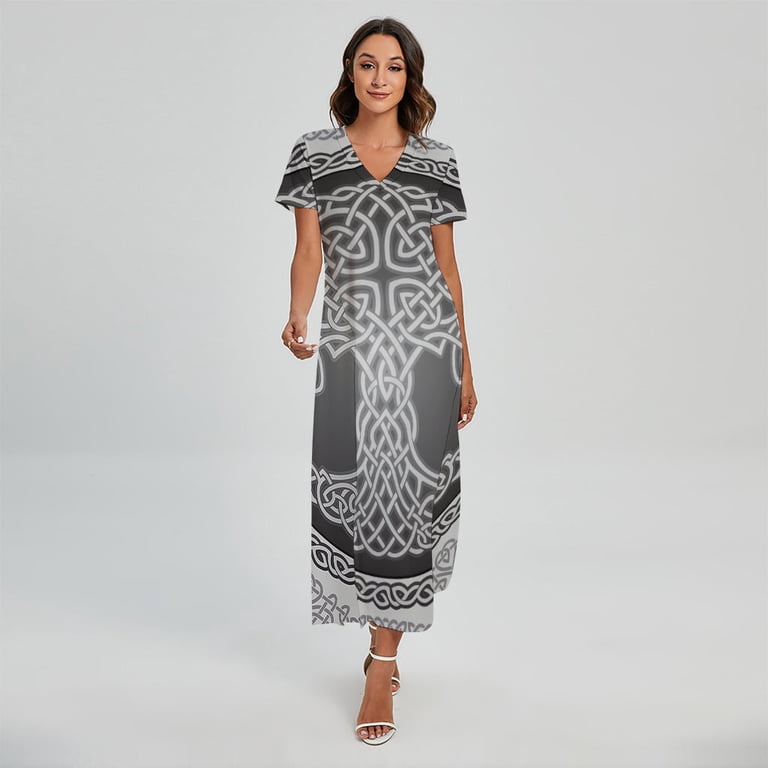plus size boho maxi dresses with sleeves Boho Plus Size Printed Loose Maxi Dress Luna