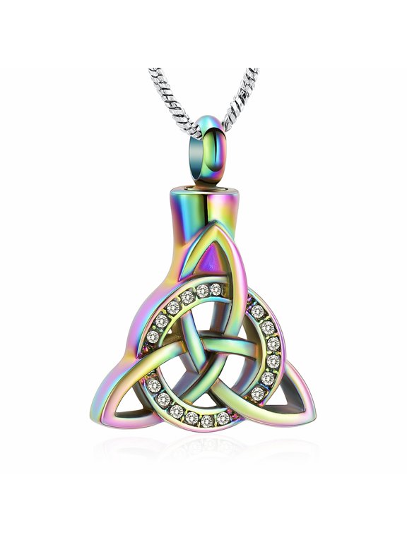 Celtic Knot Triquetera Cremation Jewelry for Ashes Urn Necklace Lockets for Ashes of Loved One Memorial Jewelry Pendant