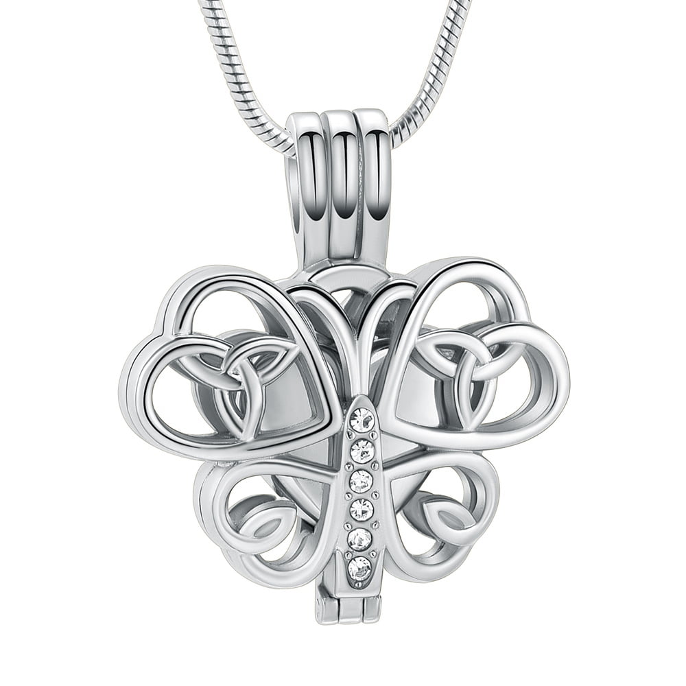 Celtic Knot Cross Urn Pendant Necklace - Stainless Steel Cremation Jewelry For Ashes (Memorial Gift)