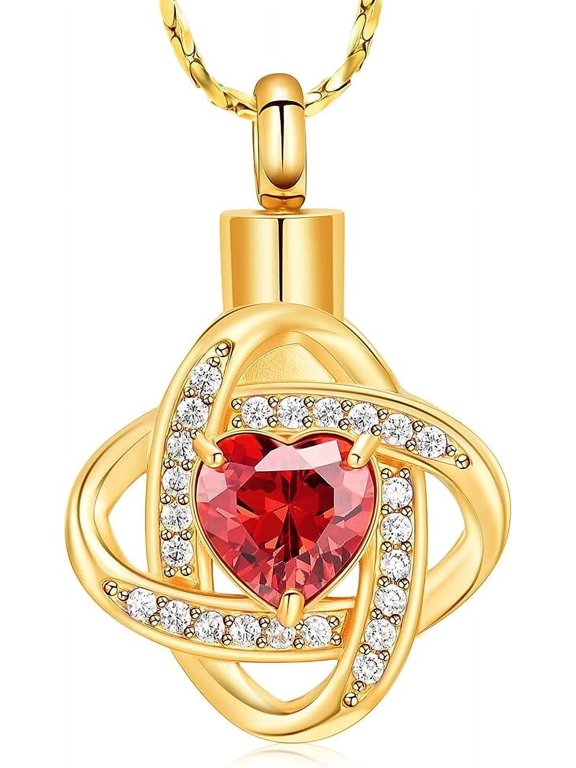 Celtic Knot Urn Necklace for Ashes Heart Infinity Pendant Simulated Birthstones Love Knot Jewelry Women Cremation Jewelry Urns Pendant