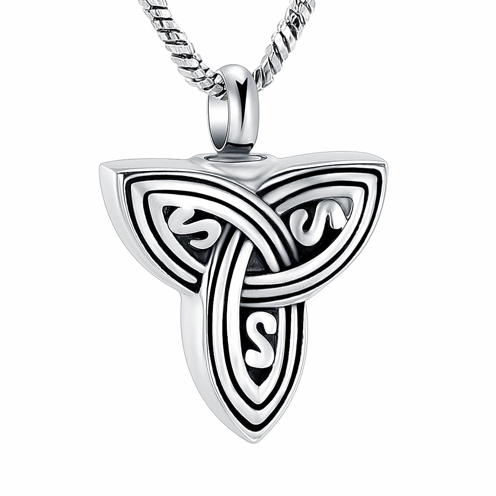 Stainless Steel Celtic Knot Urn Necklace - Cremation Ashes Holder Pendant With Chain