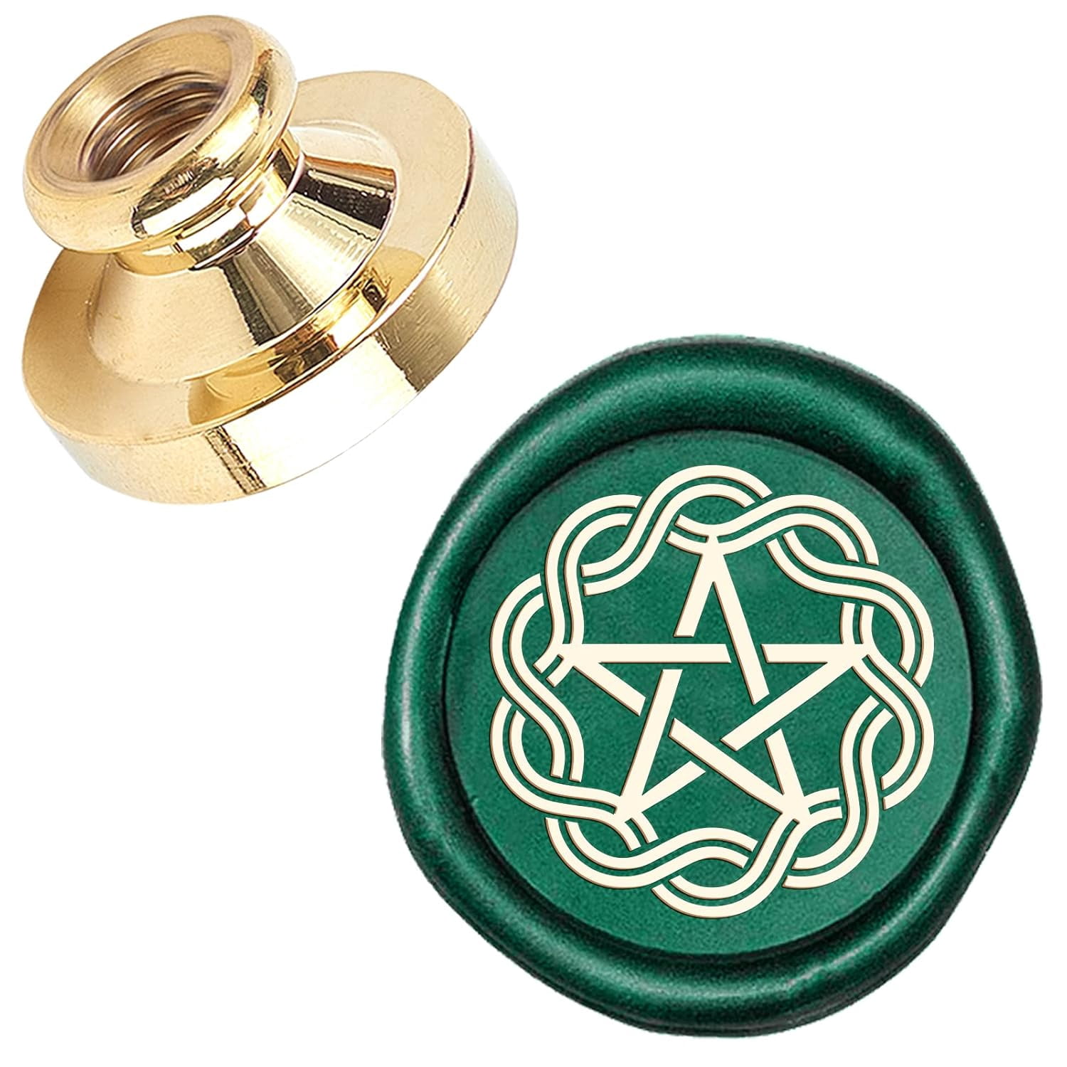 Set Di Timbri Per Ceralacca Celtici Con 6 Teste In Ottone Intercambiabili E Impugnatura In Legno - Foto 3