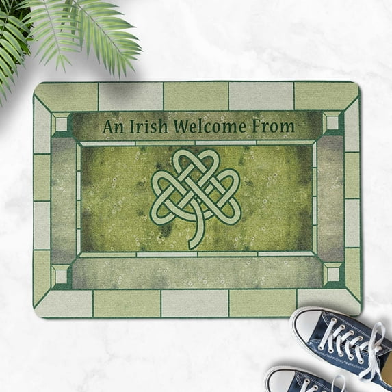 Celtic Knot Welcome Doormat, Irish Style Entry Rug for Porch, Front Door, or Home Decor, St. Patrick’s Day or Housewarming Gift Idea