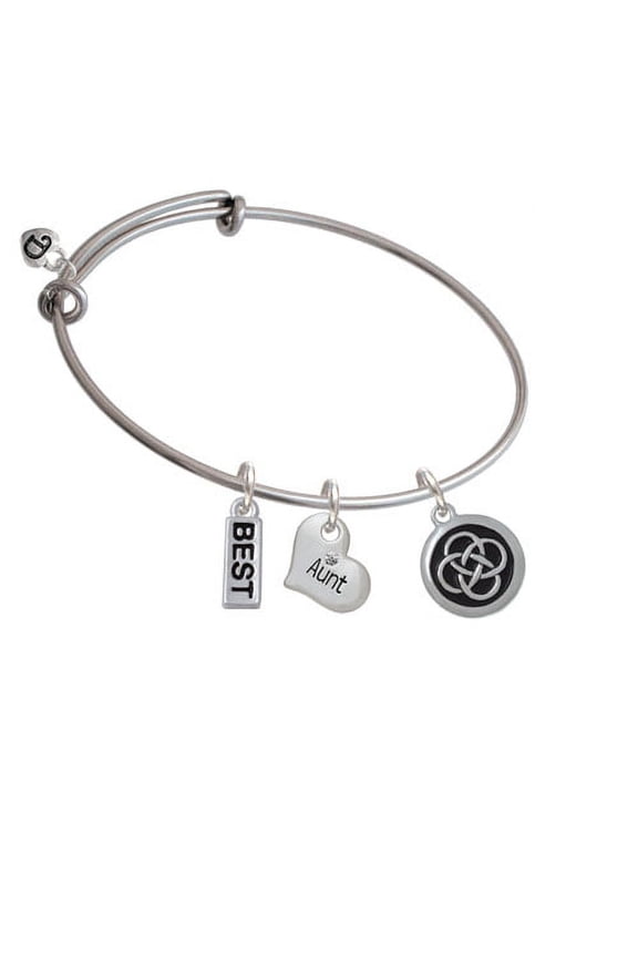 Celtic Knot in Black Circle Aunt Heart Expandable Bangle Bracelet