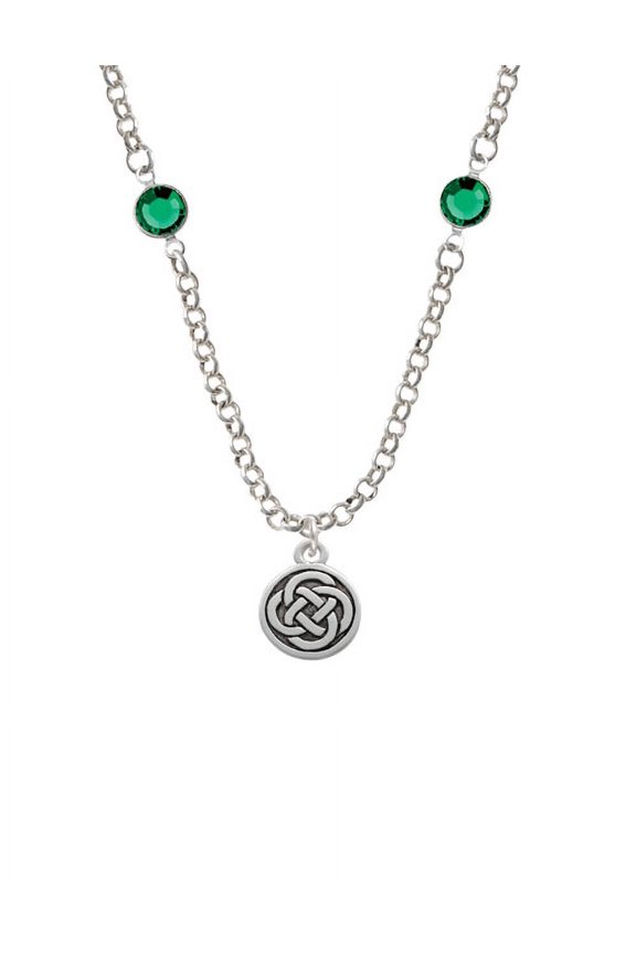 Celtic Knot in Circle Green Crystal Fiona Necklace
