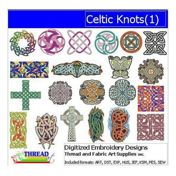 Celtic Knots(1) Embroidery Designs - All Popular Formats Included - Loaded on USB Stick