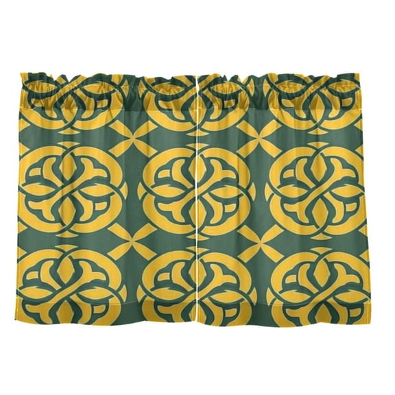 Celtic Knots 27"x24" Linen Look Cafe Curtain Set with Privacy and UV Protection