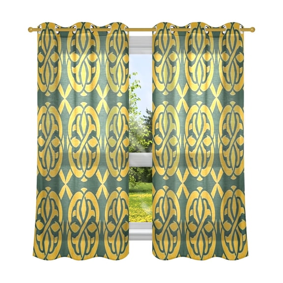 Celtic Knots Breathable Sheer Curtains 63x52in Soft Light Filtering, UV Protection and Thermal Insulation