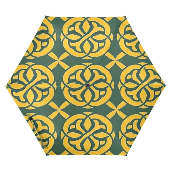 Celtic Knots Folding Umbrella UV50+ Waterproof Sun Protection Auto Open Close Compact Fiberglass Frame