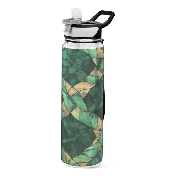 Celtic Knots Pattern 1000ml Tritan Sport Bottle Straw LeakProof Food-Grade Portable Wide Handle