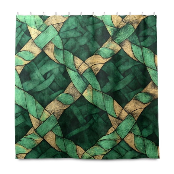 Celtic Knots Pattern 72x72 Waterproof Shower Curtain Liners Durable Metal C-Hooks Fade-Proof Thermal Print Anti-Splash